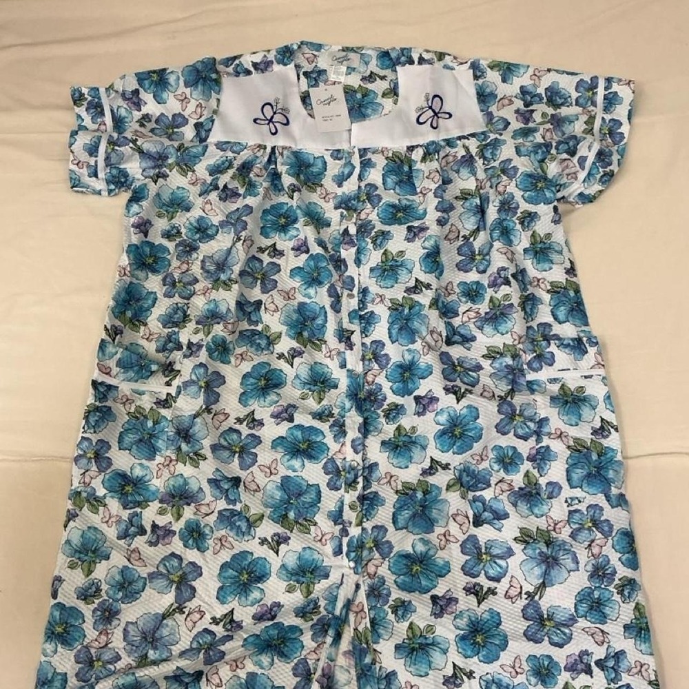 Casual Nights Blue Floral Button-Front Nightgown | Women's 3X | NWT